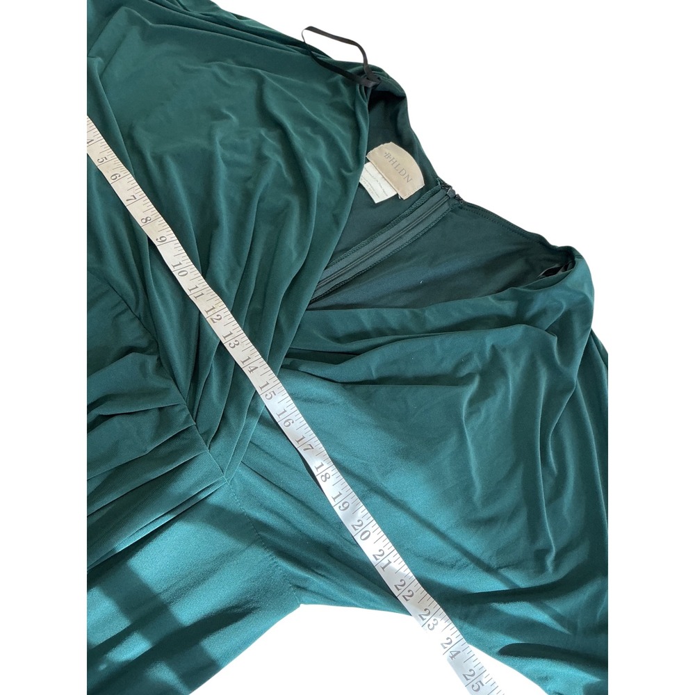 BHLDN Emerald Green V-Neck Draped Maxi Dress Bridesmaid Formal Gown Womens 10 - Picture 2 of 10